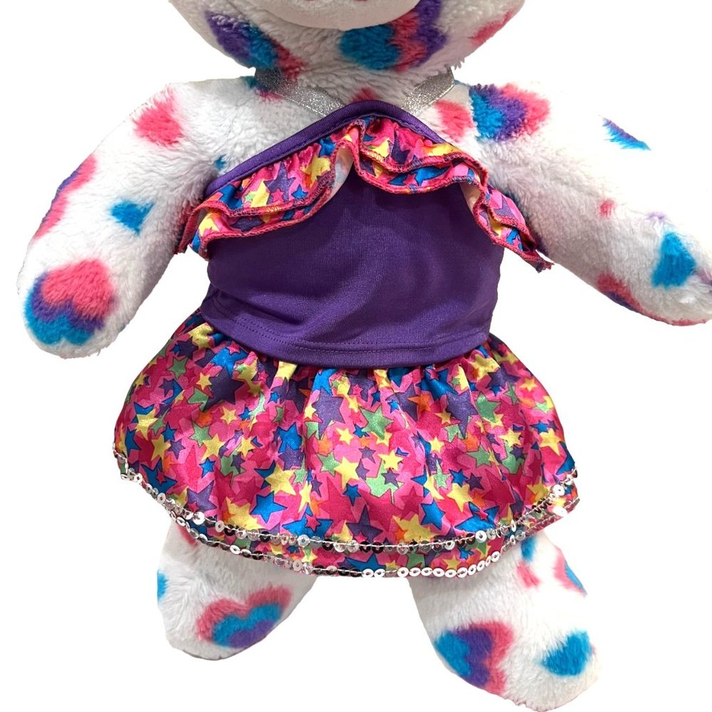 Build A Bear Workshop Pink Purple 2 Piece Outfit BAB Plush Dress Up Stars Sequen